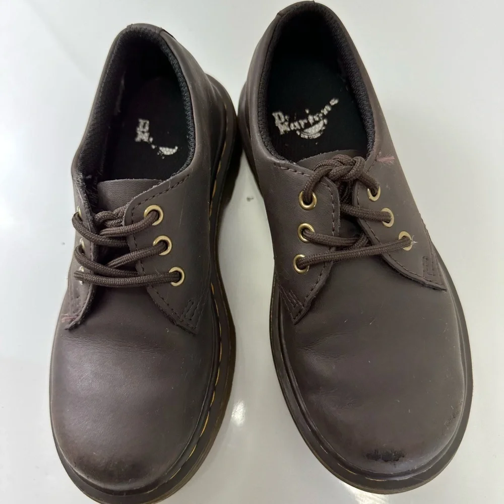 Dr. Martens 1461 J Softy Toe Dark Brown Leather Shoes KIDS Size 12